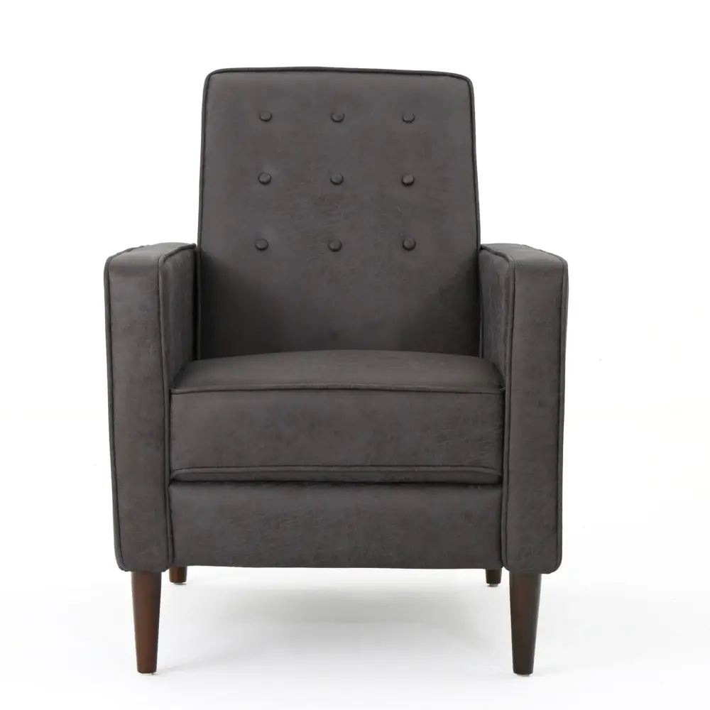 Macedonia - Mid Century Contemporary Button Tufted Fabric Recliner - Slate