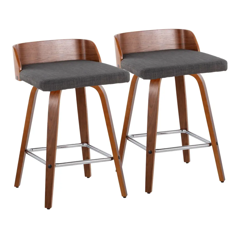 Maya - Mid Century Modern Fixed Height Counter Stool & Swivel Square Footrest place 2)