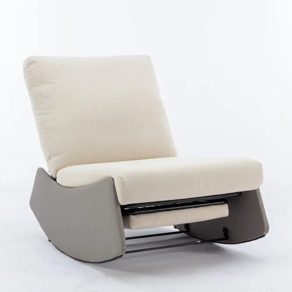 Modern Rocking Chair Recliner, Comfy Rocker Nursery Chair Footrest, Accent Reading Chair, Upholstered Lounge Chair Relaxin...