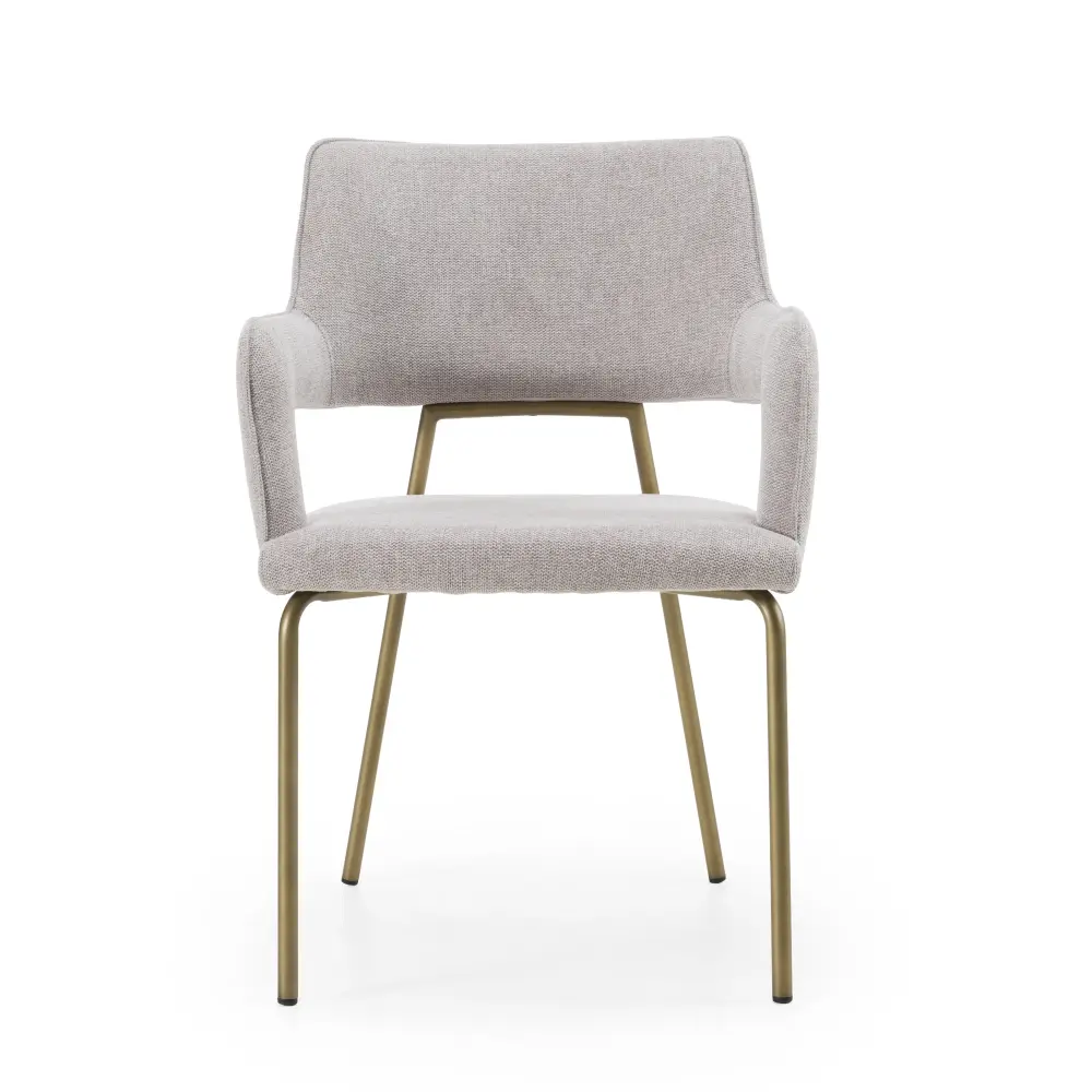 Modrest Childers - Sleek Grey Fabric + Antique Brass Dining Chair Playful Designs
