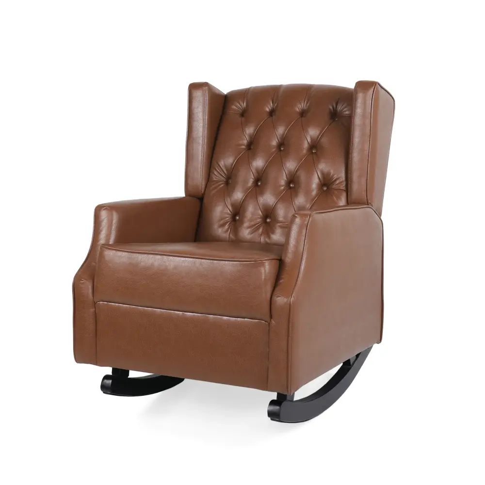 Moss - Upholstered Rocking Recliner Diamond Tufting And Wingback - Buoyant Brown