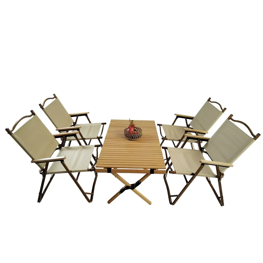 5 Pieces Dining Set, Multi-Function Foldable And Travel, 1 Dining Table & 4 Folding Chairs, Indoor And Outdoor Universal C...