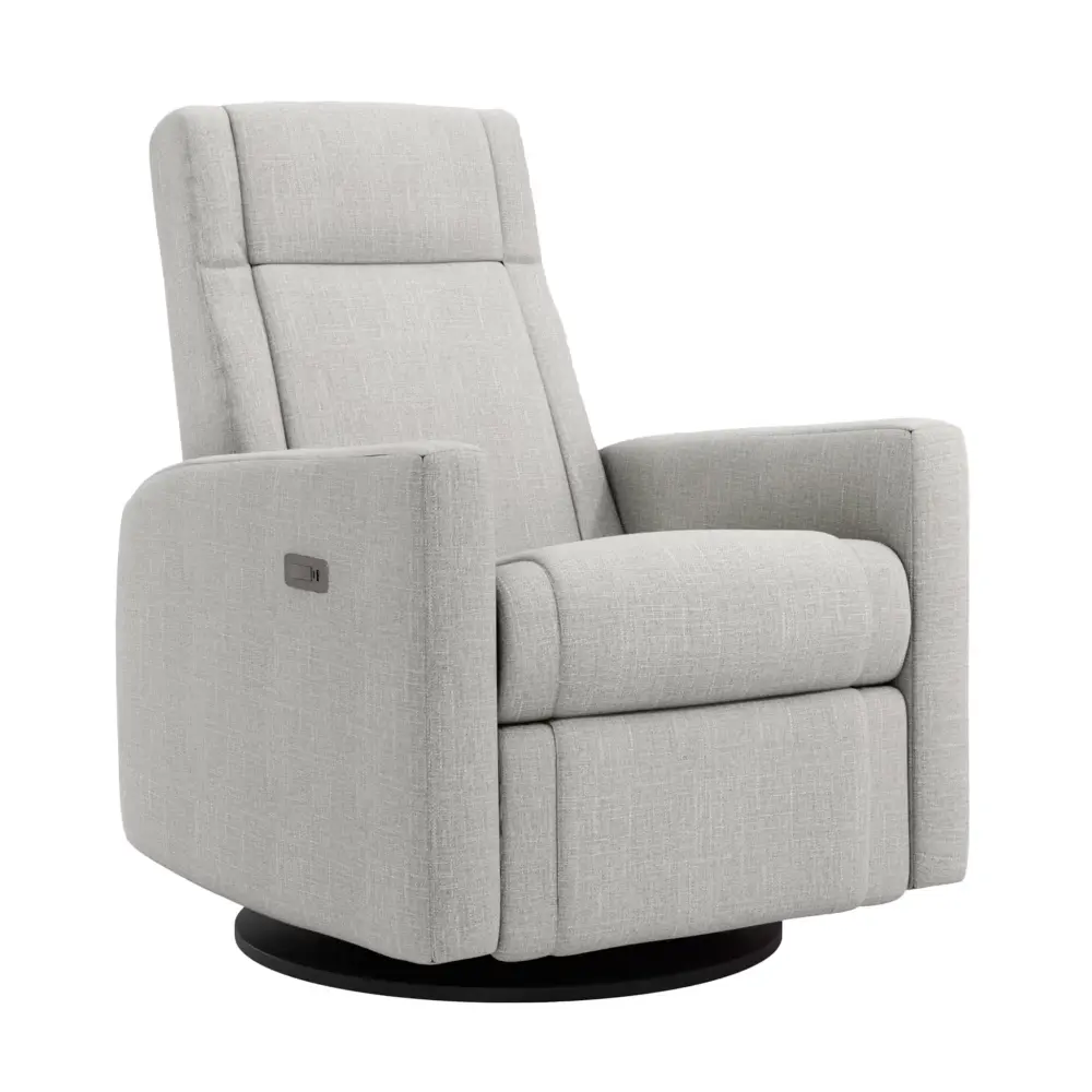 Rocking and Spin Armchair Nelly - Nubia Silver / Black - Motorized Electric