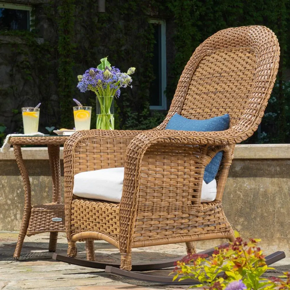 Sea Pines Wicker 2pc Rocking Chair and Side Table Place