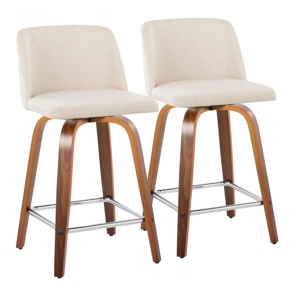 Toriano - Mid Century Current Fixed Height Counter Stool Swivel And Square Footrest (Set 2)