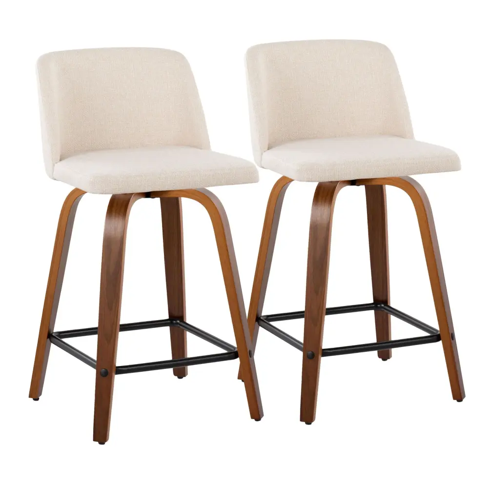 Toriano - Mid Century Modern Fixed Height Counter Stool Swivel & Square Footrest place 2)