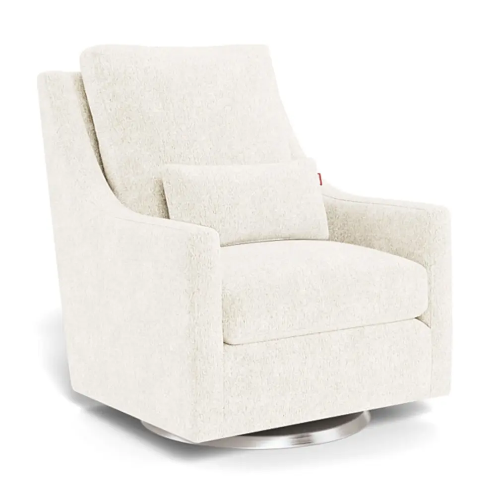 Vera Rocking and Swivel Chair - White Faux Sheepskin / Stainless