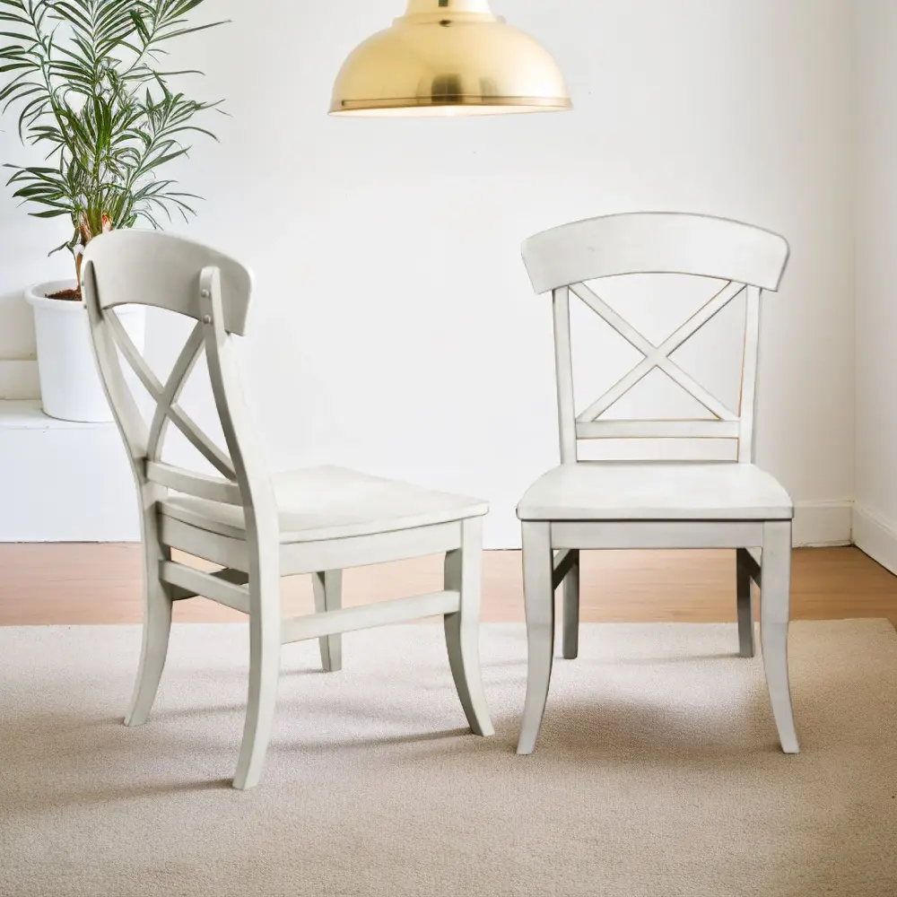 Harola - Cross-Back Dining Side Chairs adjust 2) - Smoky White