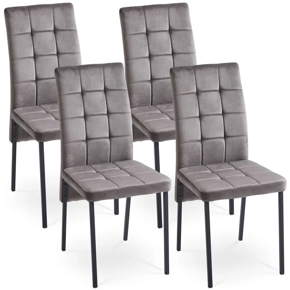 High Back Nordic Dining Chair Sleek Fabric Chair Legs (Set 2)