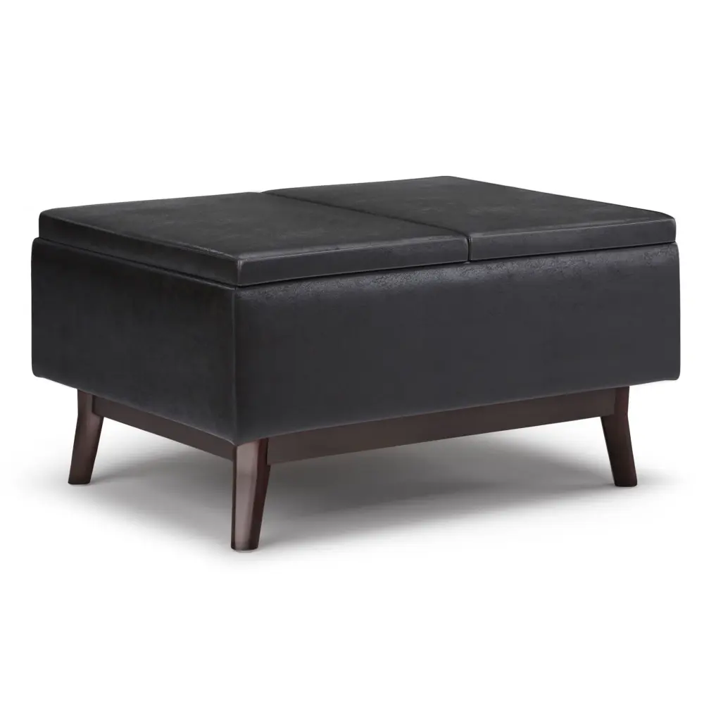 Owen - Tray Top Compact Coffee Table Upholstered Storage Ottoman Storage Bins