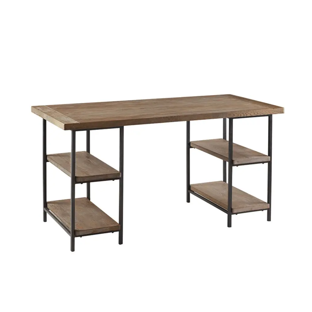 Industrial Style All-metal Frame Accent Desk Side Shelving - Gray