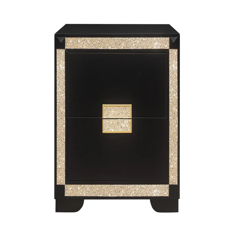 Lively - Nightstand Glitter Detail And Robust Bar Handle Hardware - Black