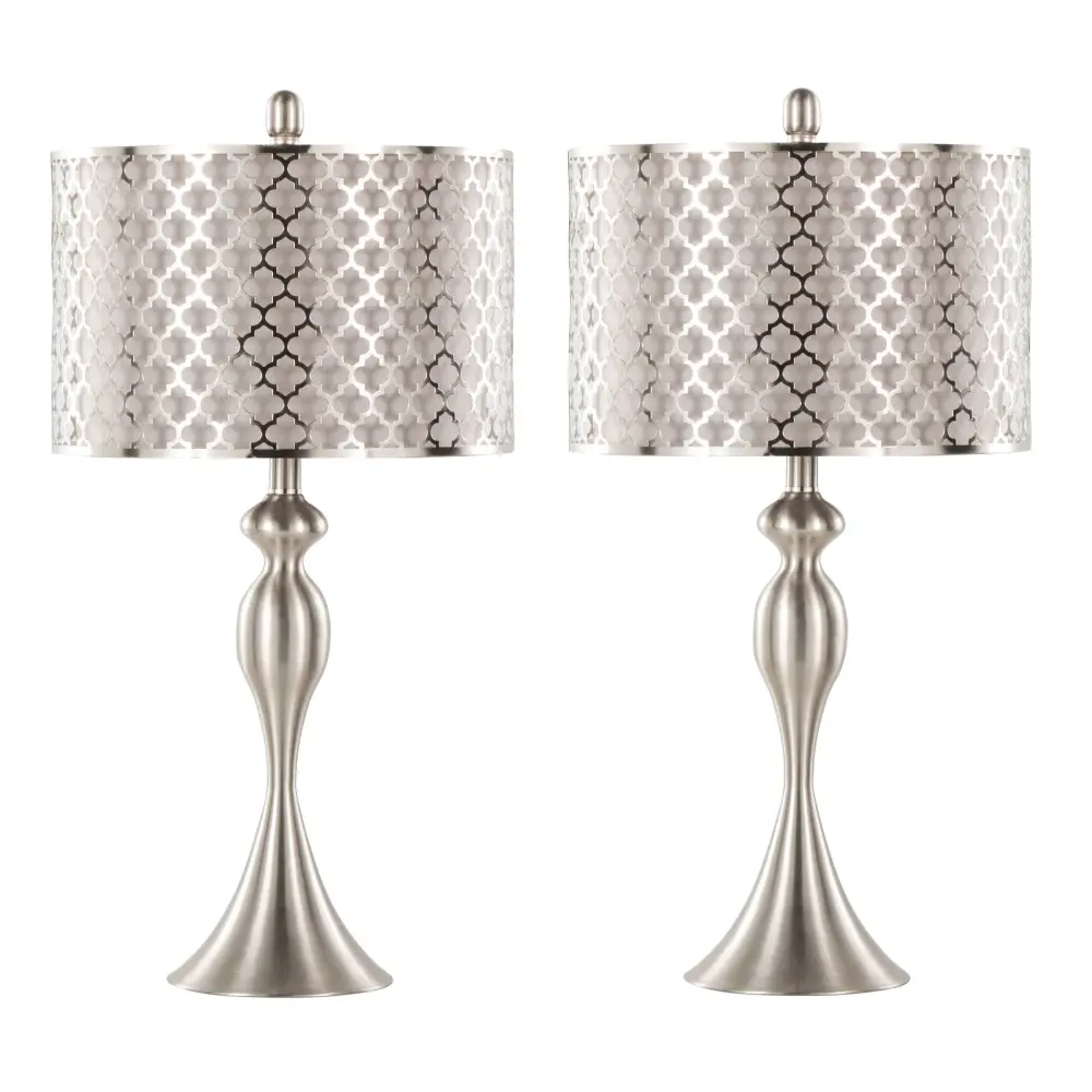 Ashland - Contemporary Table Lamp Laser Cut adjust 2) - Nickel / Light Gray