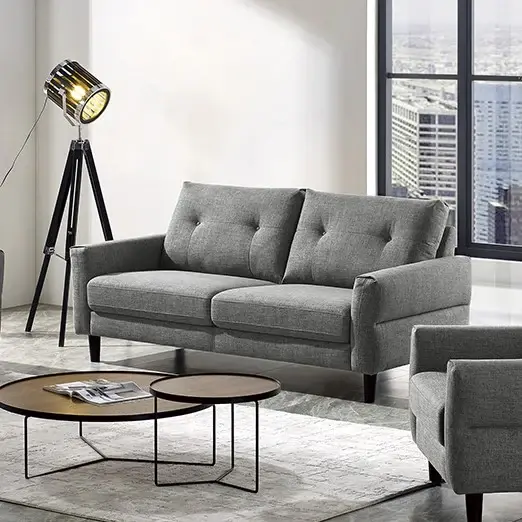 Divani Casa Clark Modern Grey & Buff Fabric Sofa