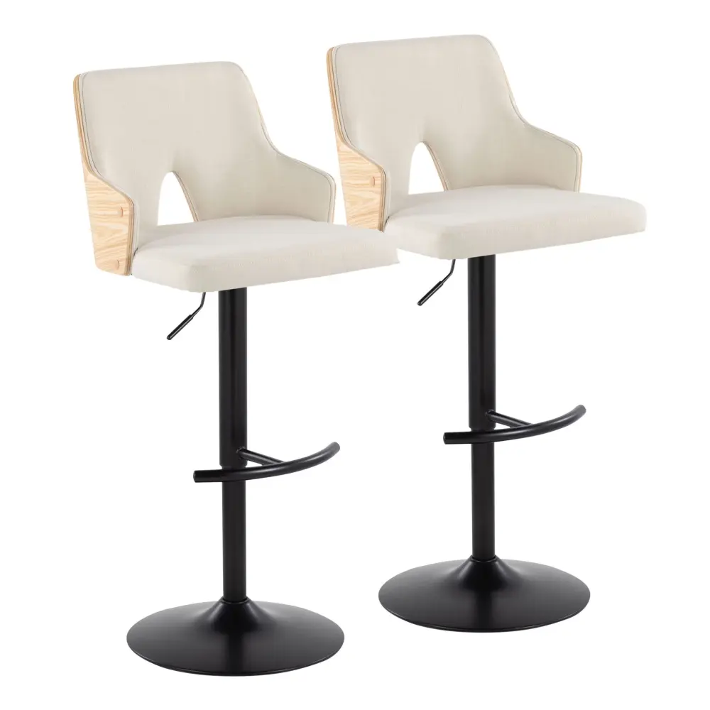 Stella - Contemporary Adjustable Barstool Stool Turn And Rounded T Footrest (Set 2)