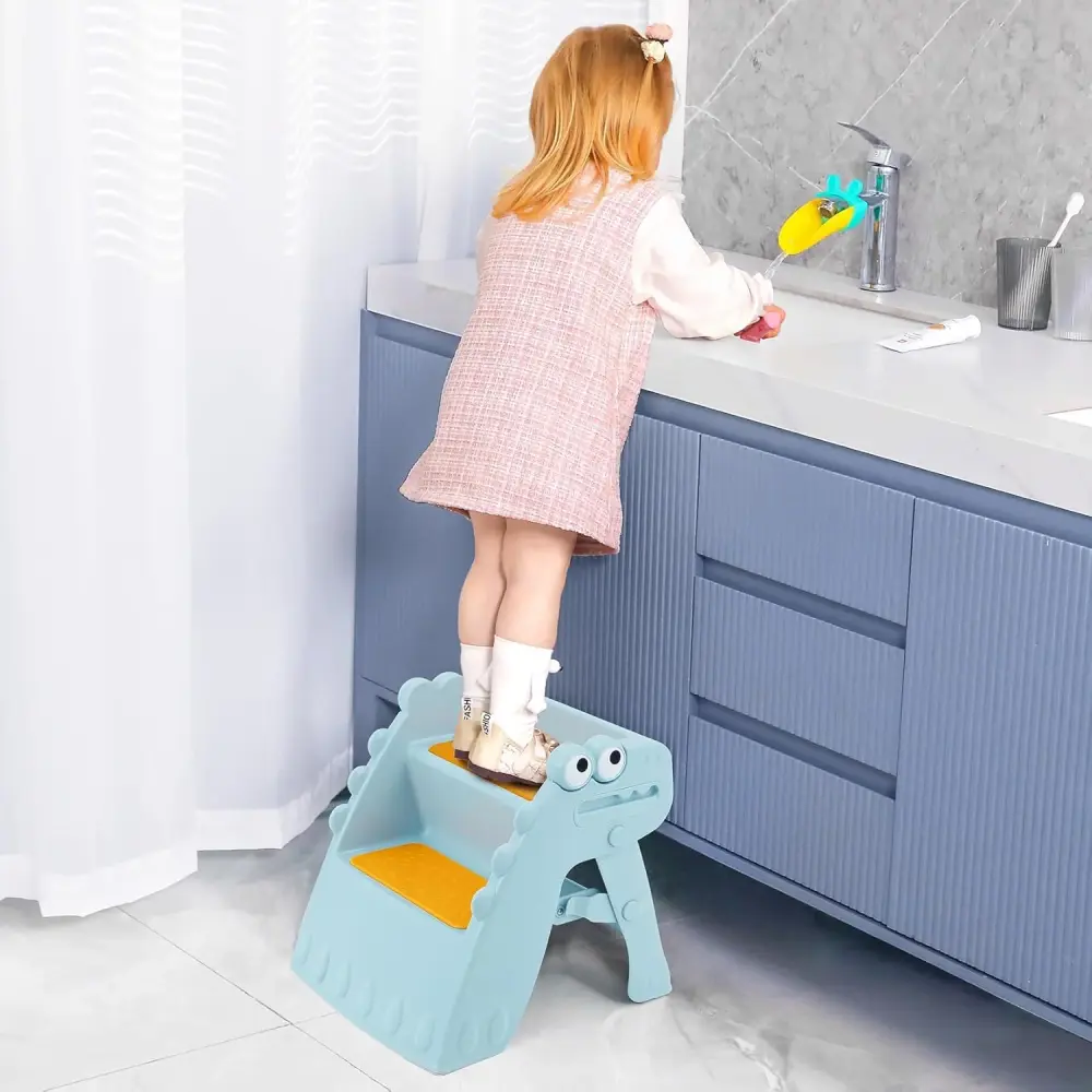 Toddler Step Stool Collapsible Kids Step Stool Cute Dinosaur Design