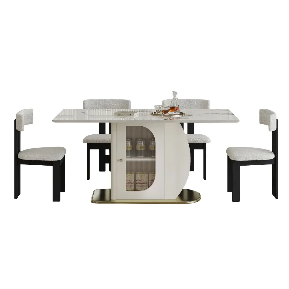 Modern Dining Table Set Storage, Features Chairs