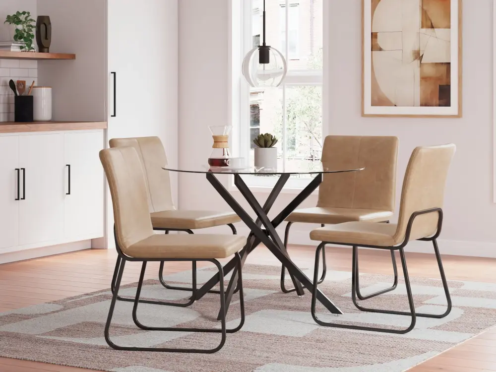 Pharwynn - 5 Pc. - Dining Room Table, 4 Side Chair - Midnight