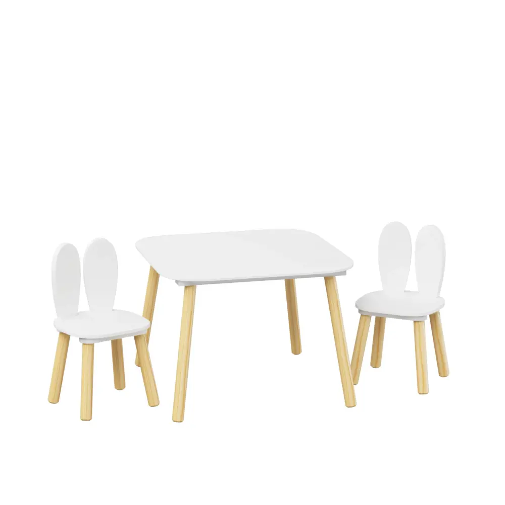 Rabbit Themed Table And 2 Chairs Place - White
