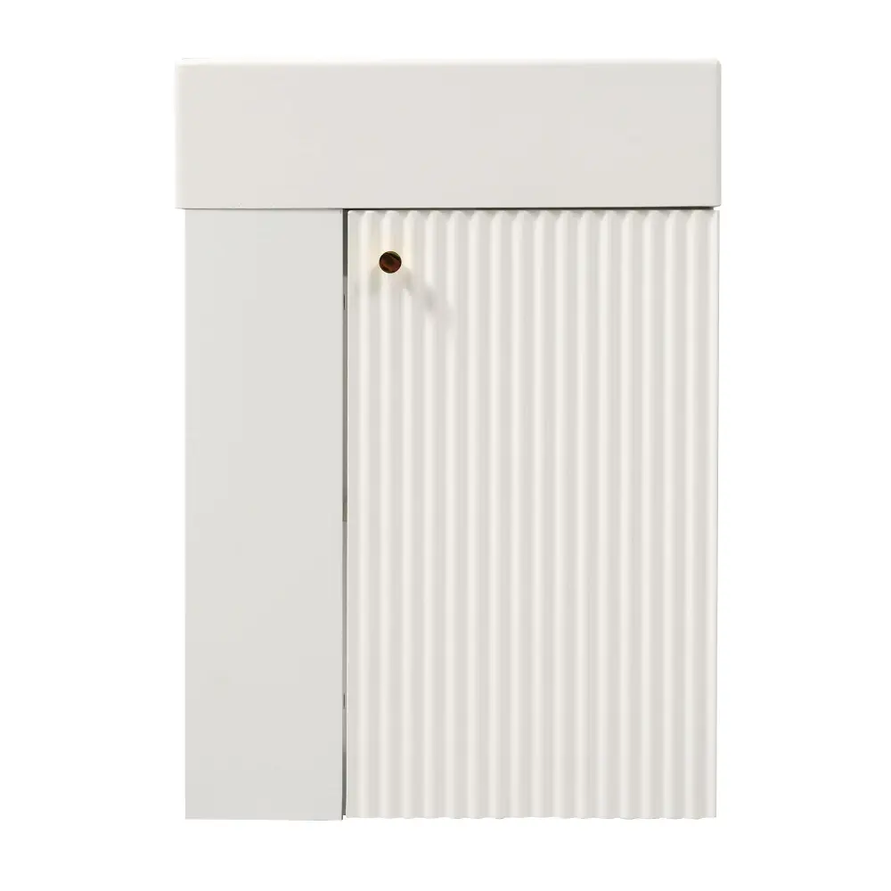 Floating Bathroom Vanity Resin Basin, Left Side Storage - Pearl