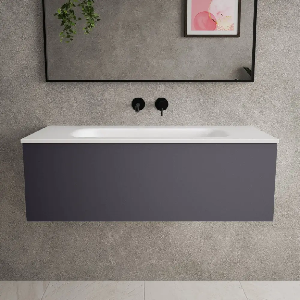 Raffinata One Drawer Vanity Unit Beyondstone Basin - Matt Graphite 1000mm
