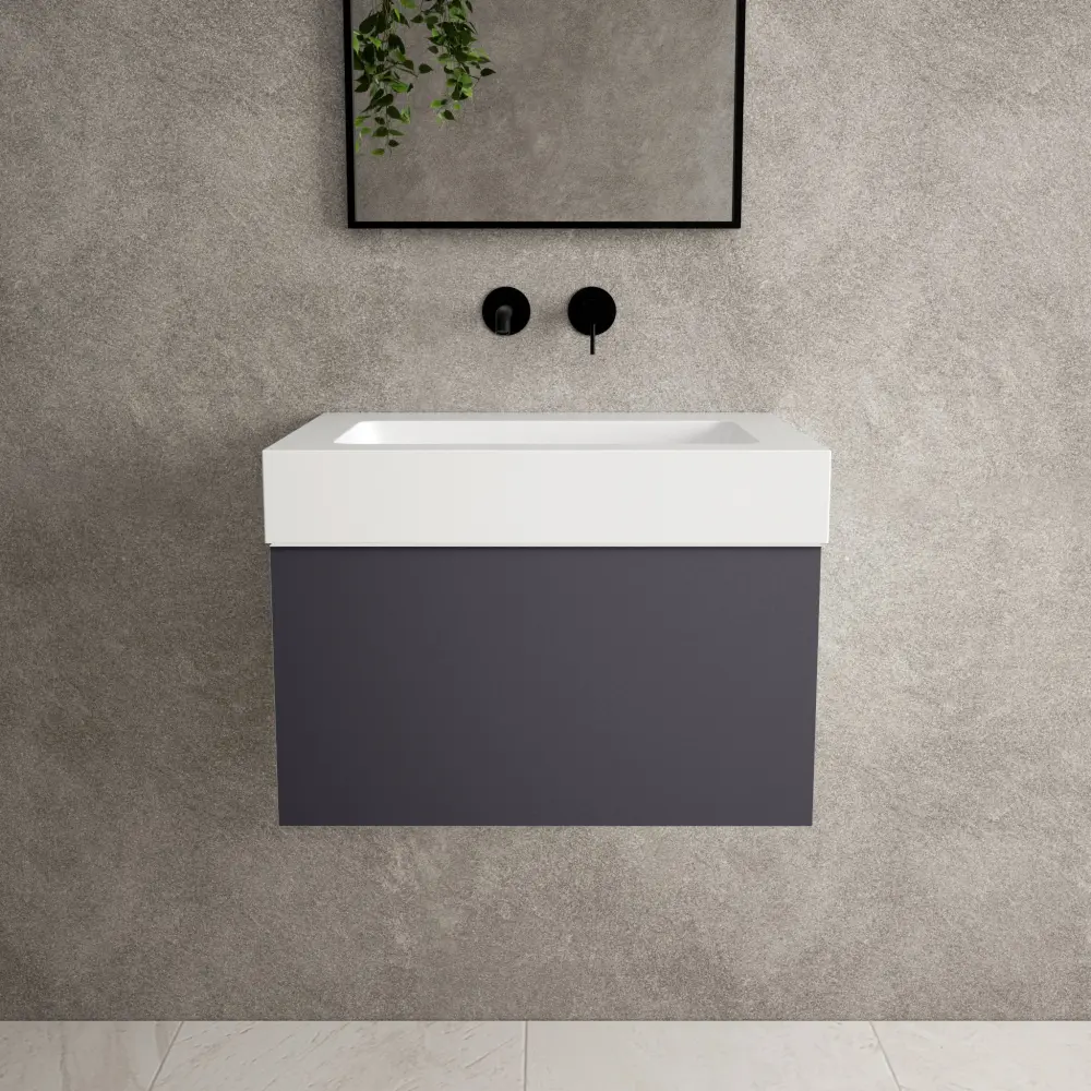 Raffinata One Drawer Vanity Unit Beyondstone BLOC Basin - Matt Graphite 600mm