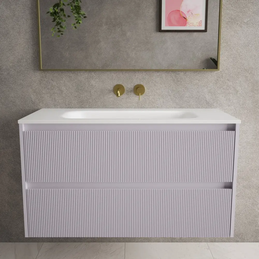 Scanalato Double Drawer Vanity Unit Beyondstone Basin - Smooth Violet 1000mm