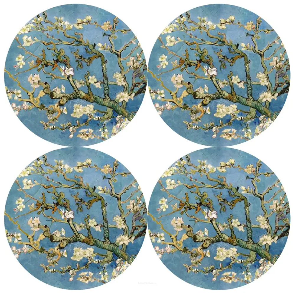 Bertoni Round Table Mat Set, 4 Pieces, 33 cm, Stylish and Long-lasting, Almond Collection