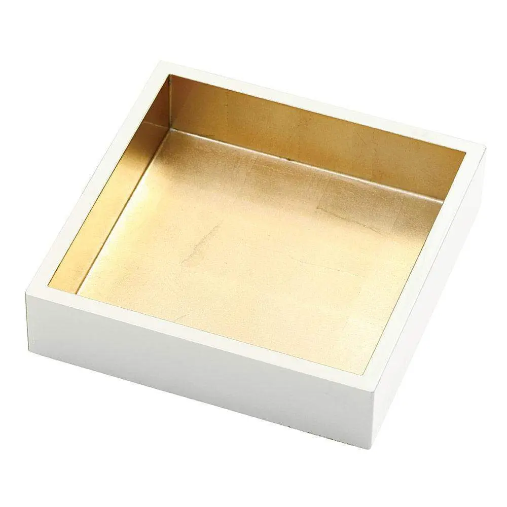 Lacquer Luncheon Napkin Holder Ivory & Golden