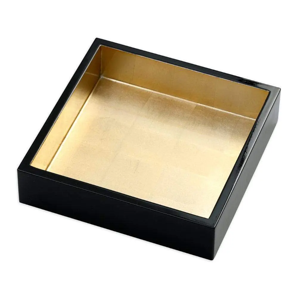 Lacquer Luncheon Napkin Holder Jet-black & Gold