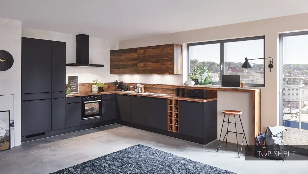 nobilia kitchen Easytouch 961 Graphite ebony ultra-matte 320 x 295 cm configurable -