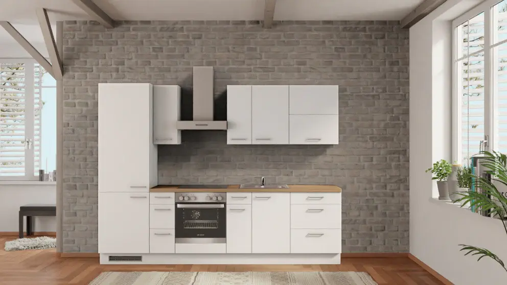 nobilia kitchen Singen 285 cm chalk matte oak Provence electrical appliances