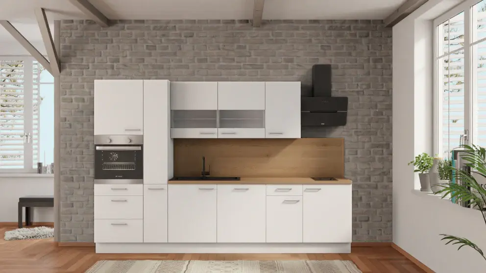 nobilia kitchen unit Gelsenkirchen 315 cm Alpine snow matte Modern oak Provence complete kitchen