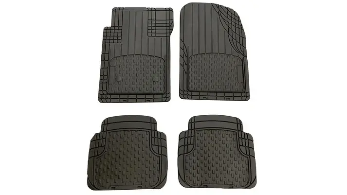 Rubber Floor Mat Kit, Black, Set 4, Heavy Duty