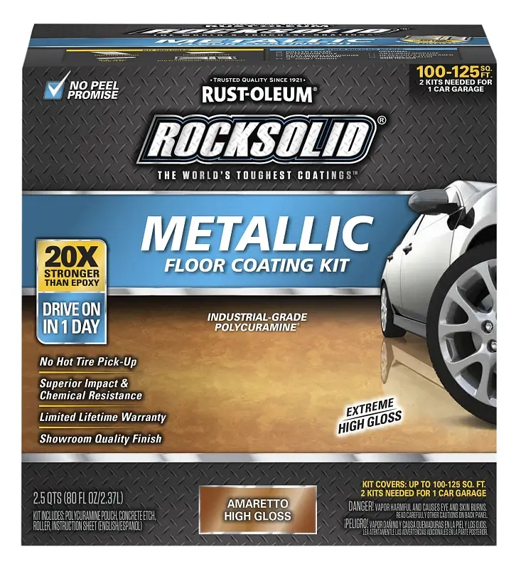 Rust-Oleum 299741 Floor Coating Kit, High-Gloss, Amaretto, Particulate Plain, 70 oz