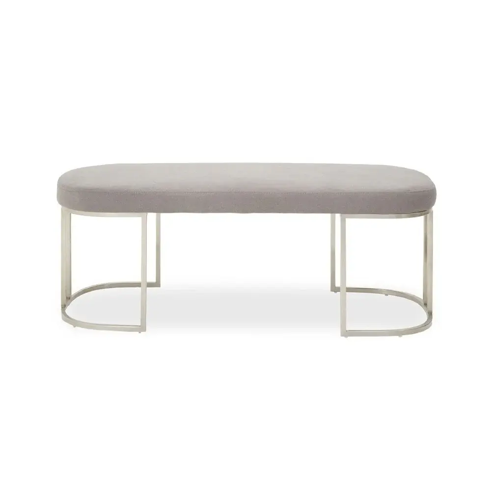Giselle Bench - Grey Fabric & Brushed Quicksilver Frame | Rust-Resistant Finish