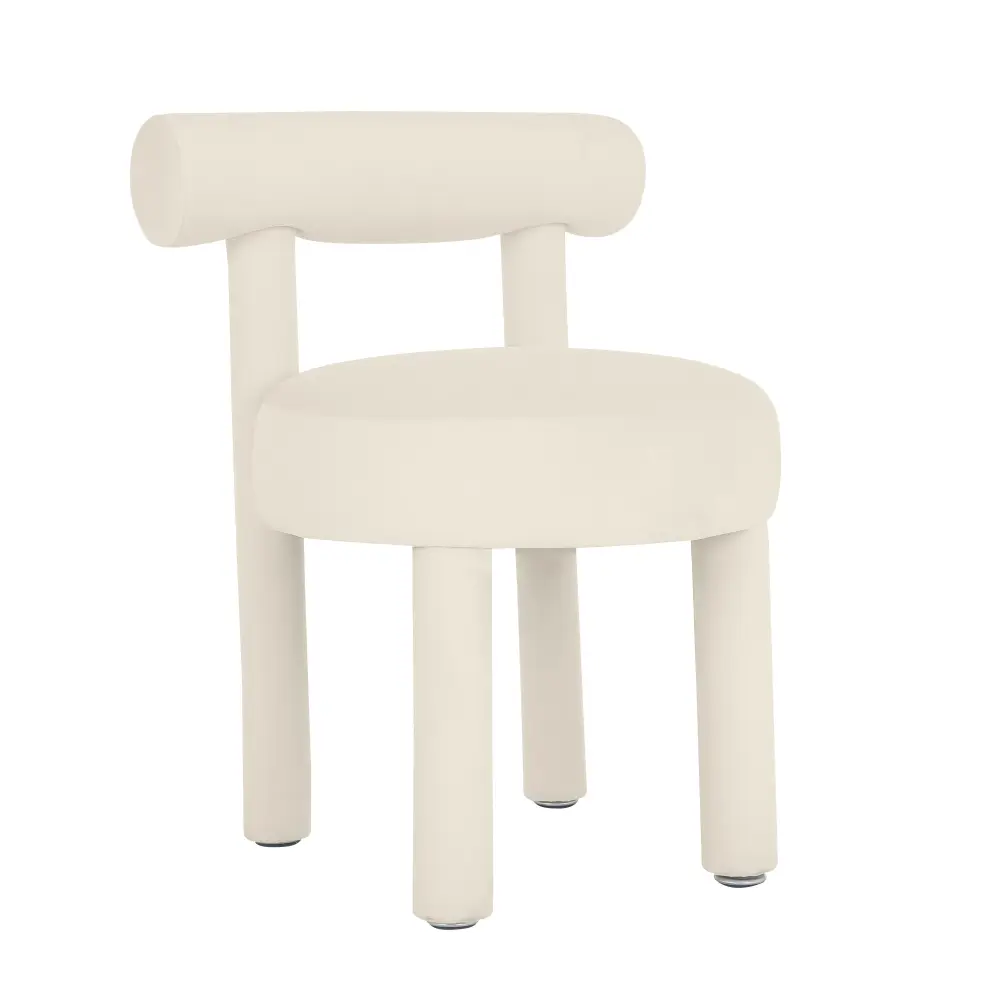 Carmel Cream Plush fabric Dining Chair | Expandable |