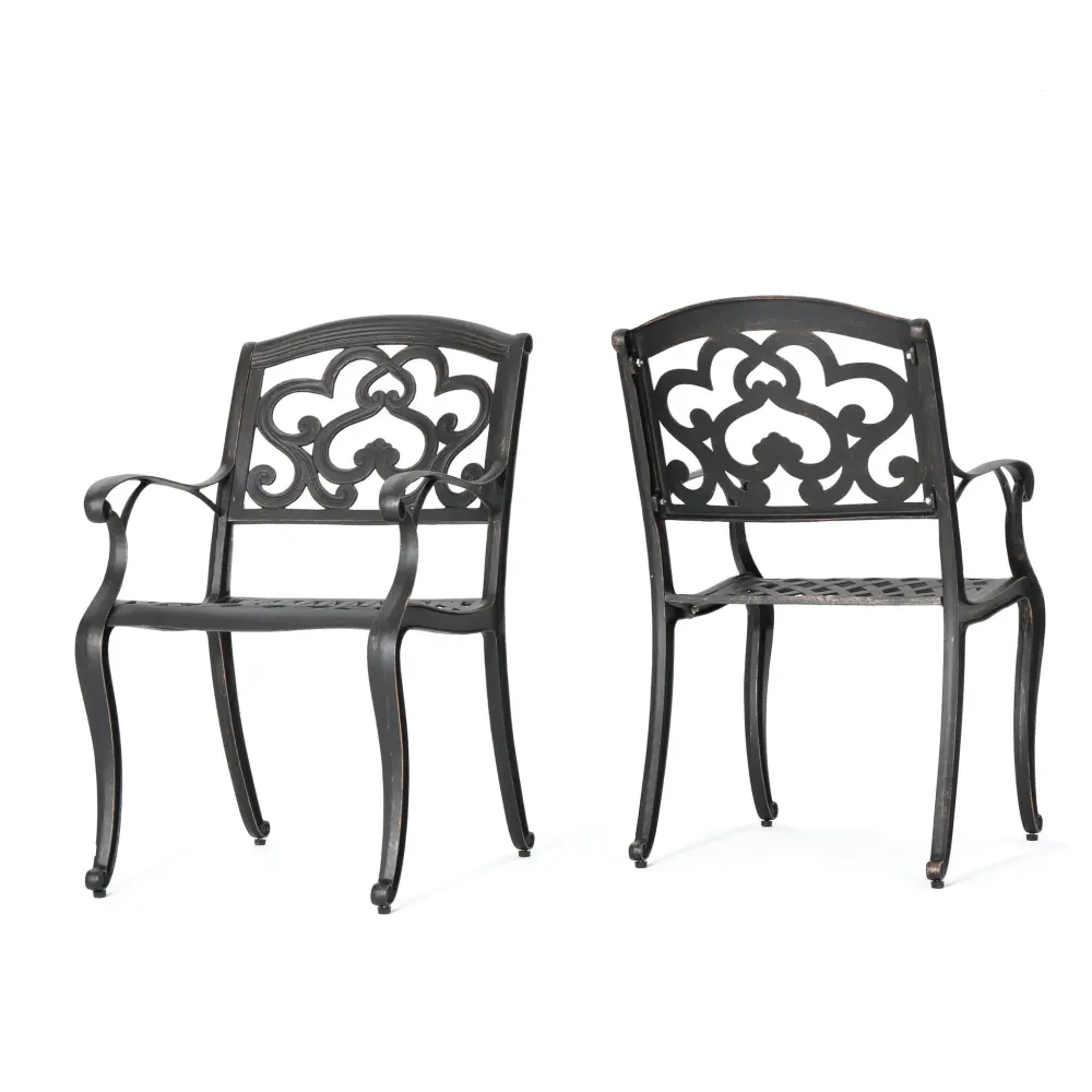 Cast Aluminum Dining Chair Hand Crafted Details - Red metal