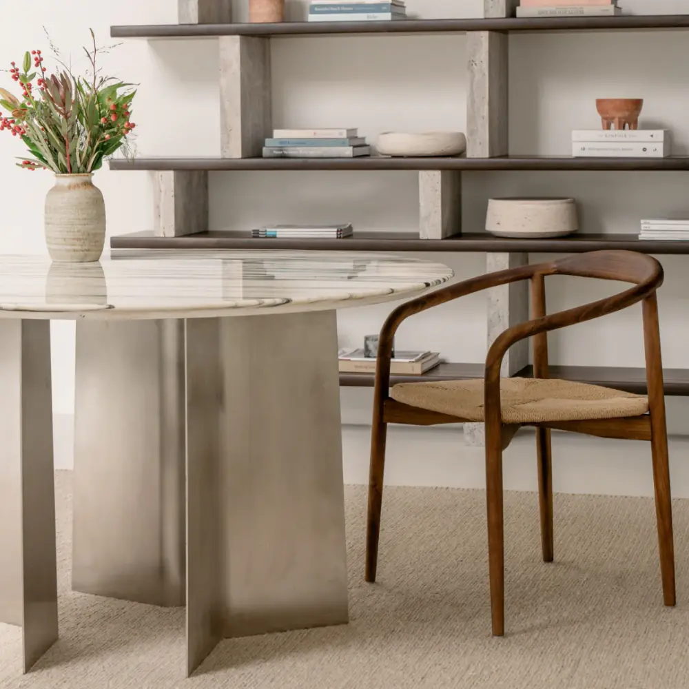 Counter Height Ely dining room chair - Charcoal walnut - Woven rectangular seat