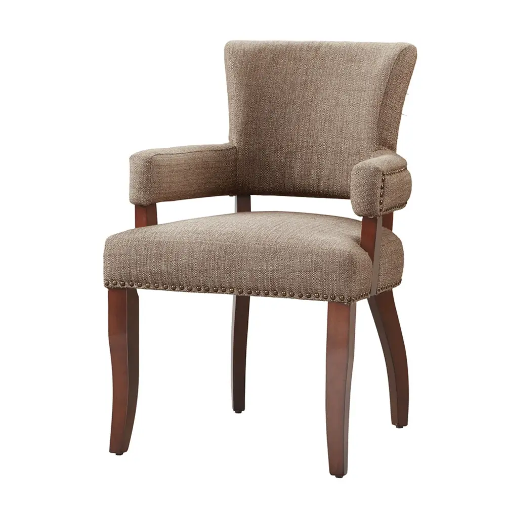Elegant Arm Dining Chair Warm alloy Nail Head Detailing