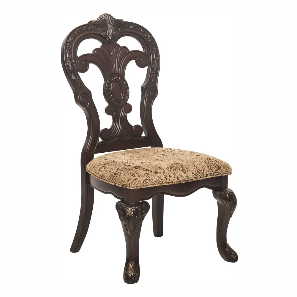 Elegant Style Beautiful Side Chairs 2 Piece Adjust Cherry Tipping Fabric Upholstered Traditional Dining Furniture - Cherry