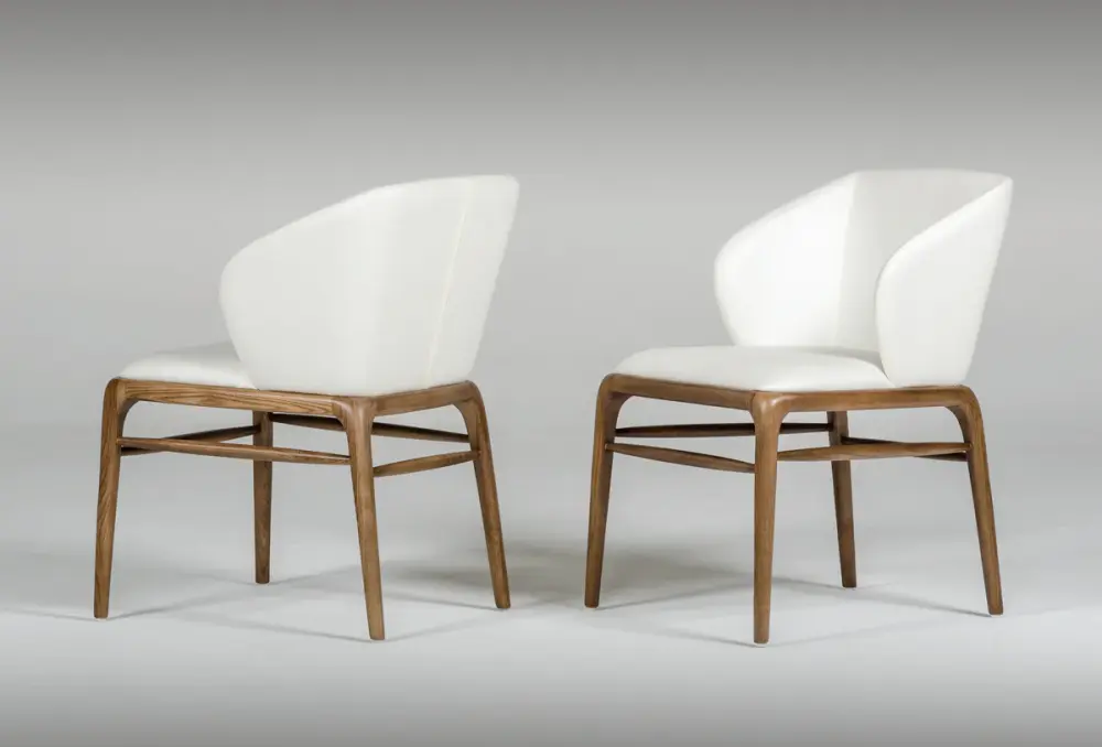 Modrest Kipling Contemporary Cream & Walnut Dining Chair