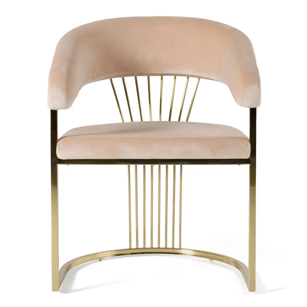 Modrest Linda - Minimalist Beige Velvet and Gold Dining Chair