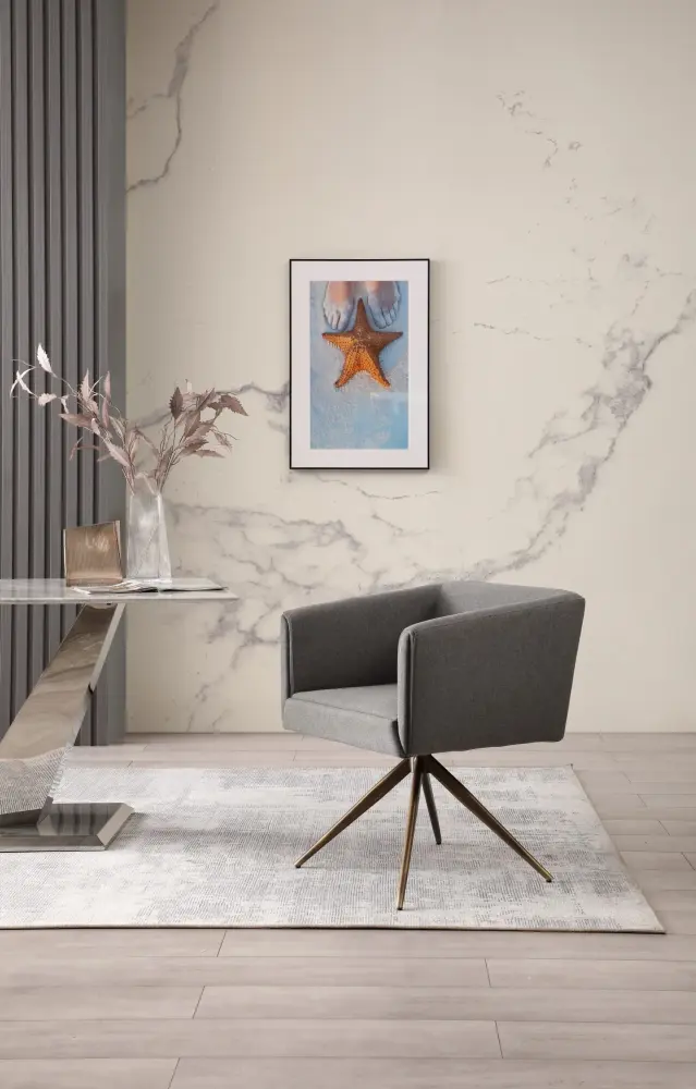 Modrest Riaglow - Contemporary Onyx Grey Fabric Dining Chair