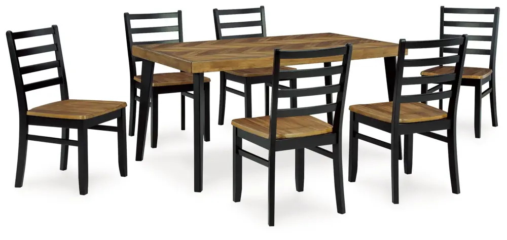 Blondon - Rectangular Drm Table Adjust (Set 7) - Brown / Black