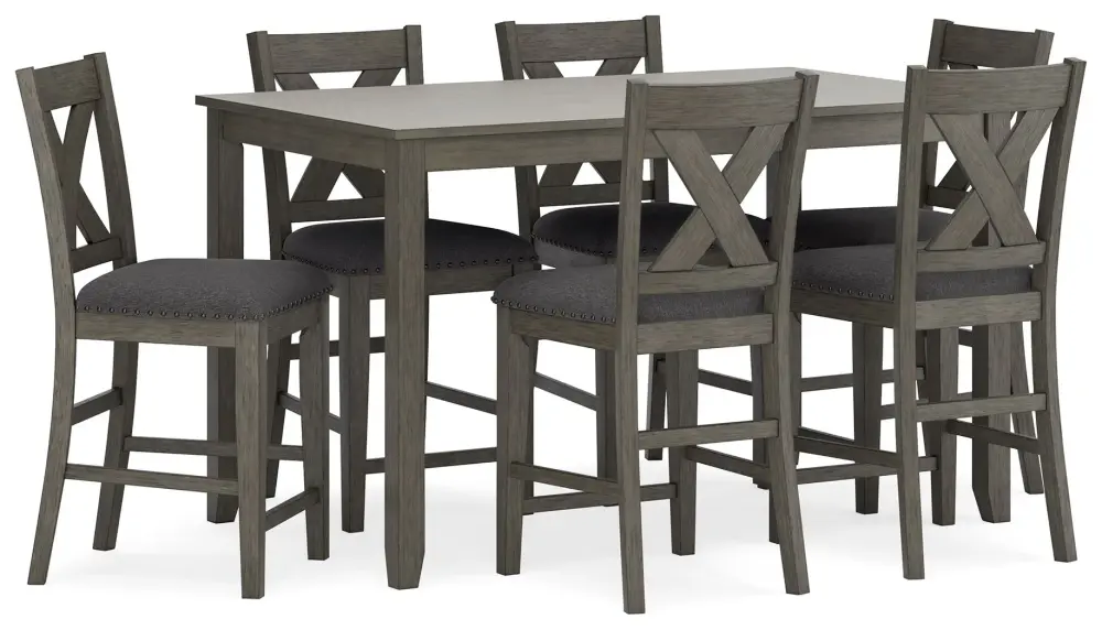 Caitbrook - Rect Drm Counter Table Set place 7) - Gray