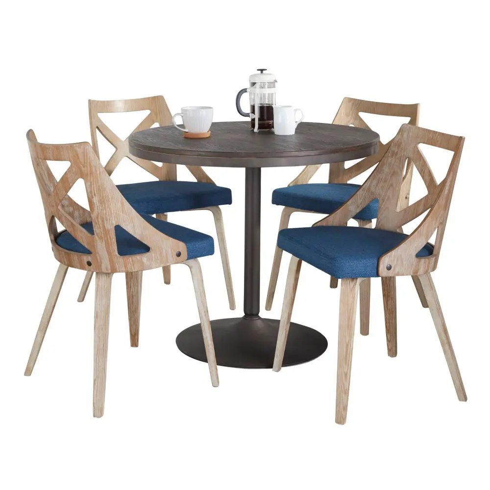 Dakota Charlotte - 5 Piece Contemporary Dining Place 2 Leaf Extensions