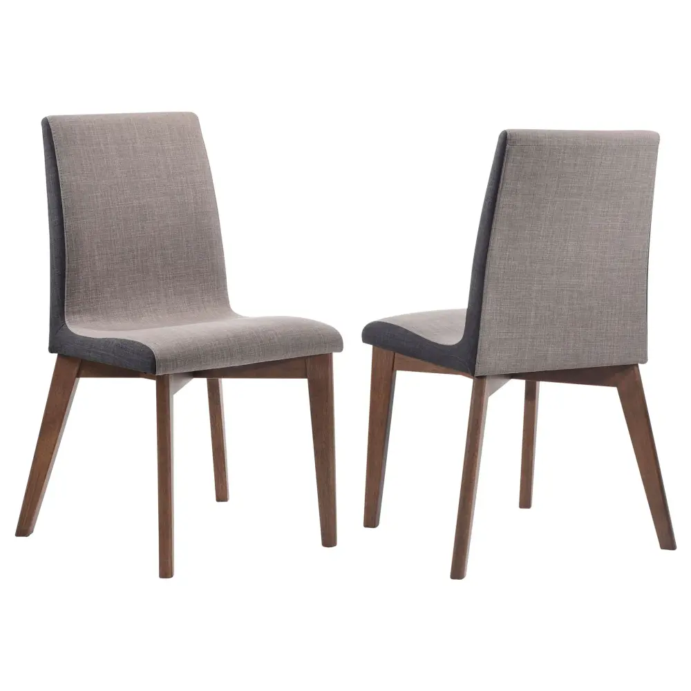 Dining Room Side Chair Set Sleek Curves And 2 Tone Upholstery - Espresso / Gray