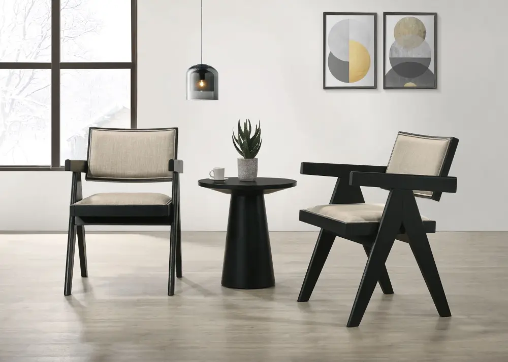 Jasper - 3 Piece Arm Chairs And Console Table (Set 3) - Ebony Onyx