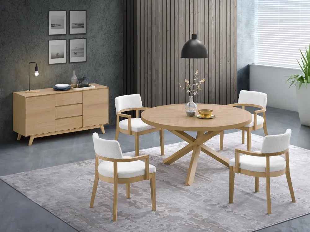 Kasem - Round Table Matching Chair Dining Room Adjust